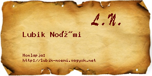 Lubik Noémi névjegykártya